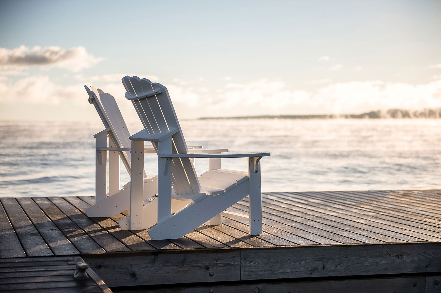 beach chairs on pier